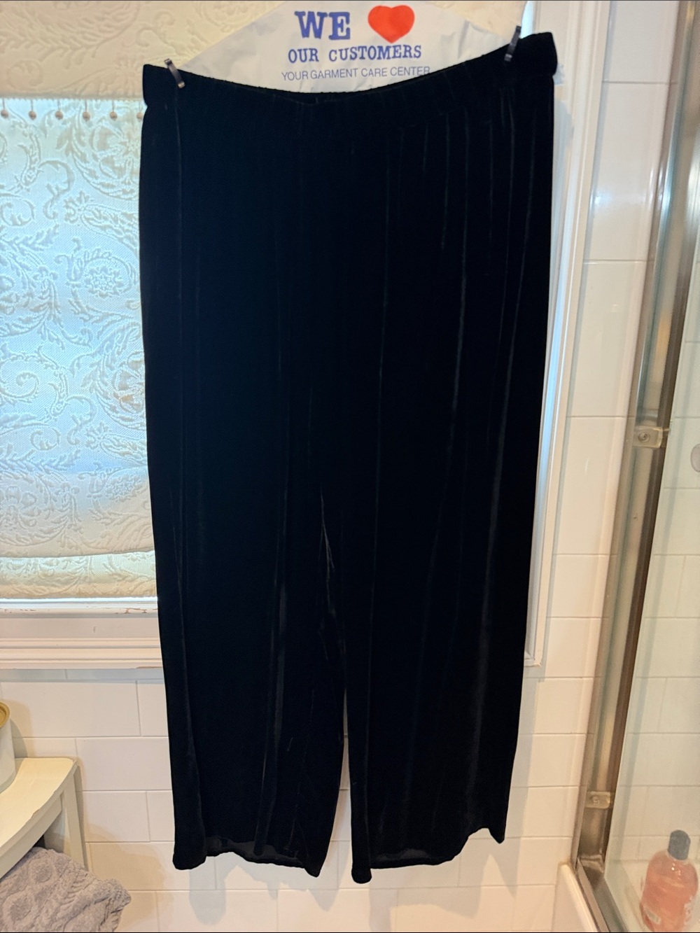 Eileen Fisher Black Velvet Wide-Leg Pull-On Pants.